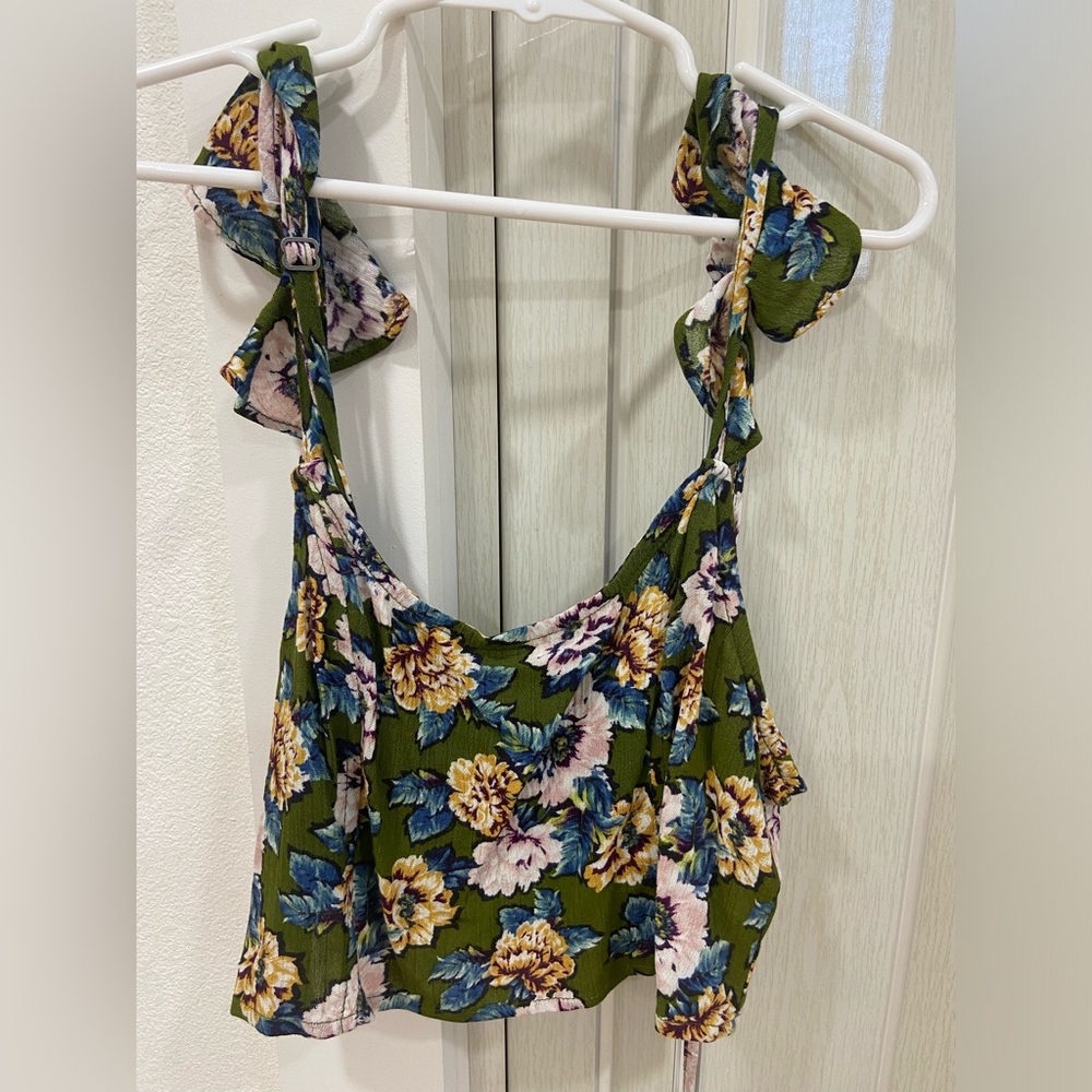Green floral Crop top